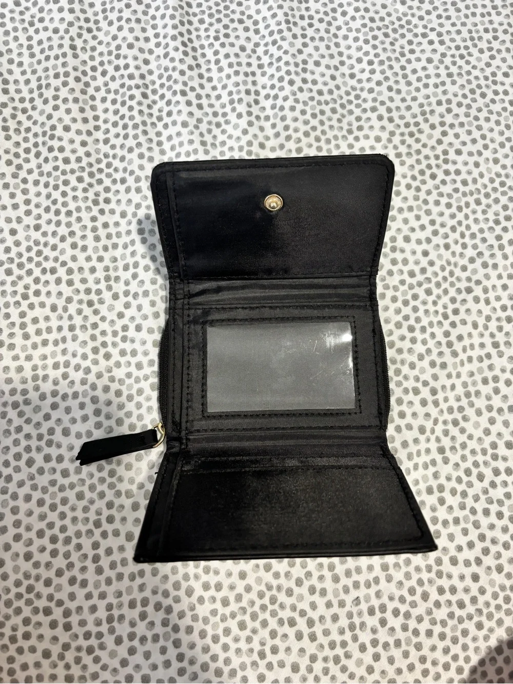 Black Women's Leather Wallet with Gold Accent